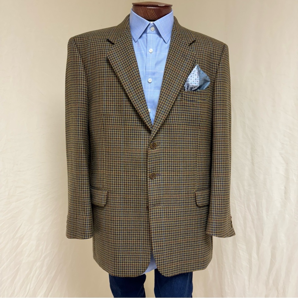 Jaeger London sport coat Cashmere Wool Houndstooth 5OL